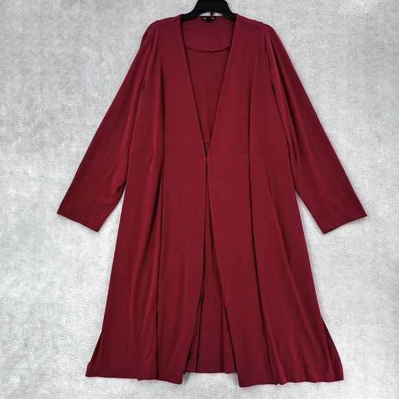 LANE BRYANT‎ Cardigan Cover Up Womens 18/20 Red Open Front Stretchy Blouse Top - Picture 1 of 15